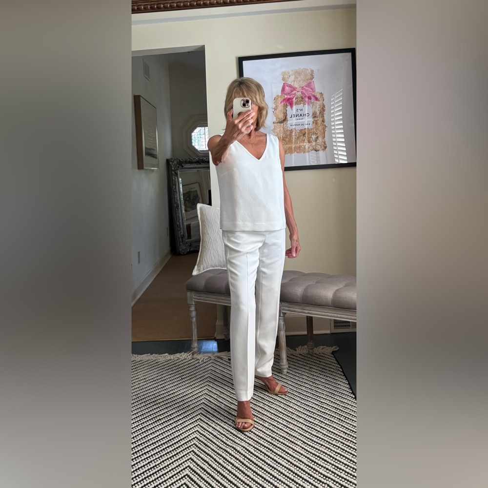 Worth White Knit Top Straight Leg